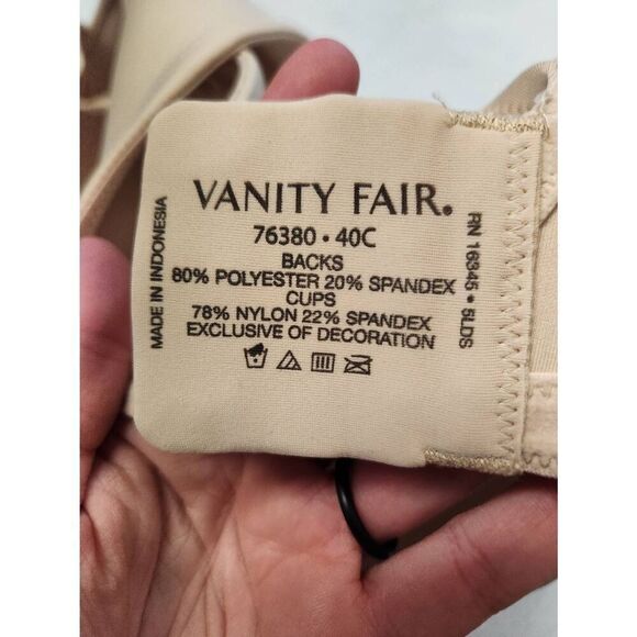 Vanity Fair Beauty Back Full Figure Underwire Smoothing Bra Size 40C Tan 76380 - Picture 3 of 3